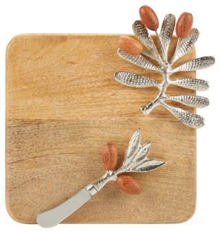 Thumbnail 1: ONE HUNDRED AND 80 DEGREE One Hundred and 80 Degrees Mango Wood Cutting Board & Knife 