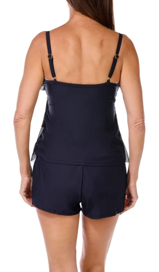 Thumbnail 6: Island Waves Island Waves Womens Solid Tiered Tankini Top 