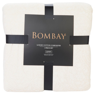 Thumbnail 6: Bombay Bombay 3 Pc Cotton Queen Comforter Set - Paisley Matelasse 