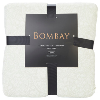 Thumbnail 3: Bombay Bombay 3 Pc Cotton Queen Comforter Set - Paisley Matelasse 