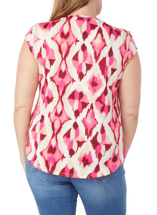 Thumbnail 2: Blue Sol Blue Sol Womens Cap Sleeve Watercolor Ikat Print Top 