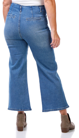 Thumbnail 3: Express Womens Solid Patch Pocket Wide Leg Jeans 