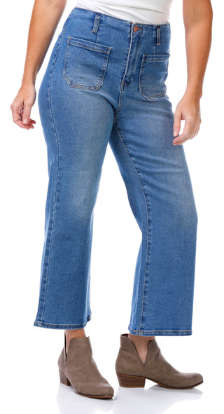 Thumbnail 4: Express Womens Solid Patch Pocket Wide Leg Jeans 