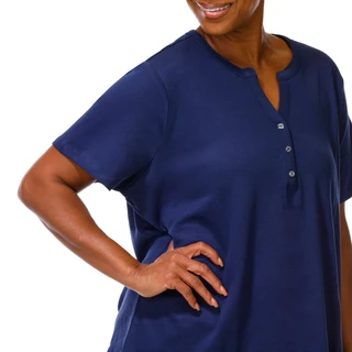Thumbnail 2: Coral Bay Coral Bay Plus Solid Short Sleeve Henley Top 
