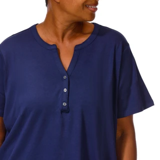 Thumbnail 3: Coral Bay Coral Bay Plus Solid Short Sleeve Henley Top 