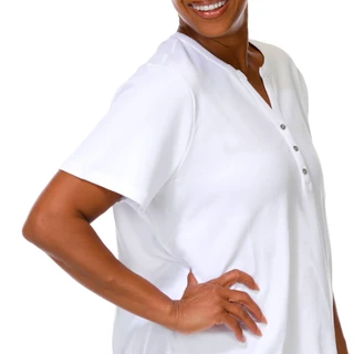 Thumbnail 3: Coral Bay Coral Bay Plus Solid Short Sleeve Henley Top 