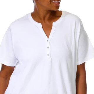 Thumbnail 4: Coral Bay Coral Bay Plus Solid Short Sleeve Henley Top 