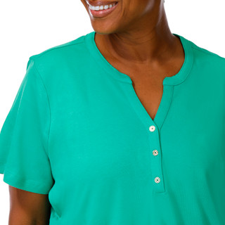 Thumbnail 4: Coral Bay Coral Bay Plus Solid Short Sleeve Henley Top 
