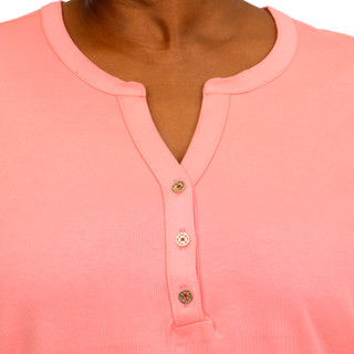 Thumbnail 4: Coral Bay Coral Bay Plus Solid Short Sleeve Henley Top 