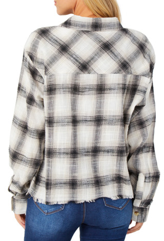 Thumbnail 2: BUNULU Bunulu Womens Long Sleeve Plaid Button Down Top 
