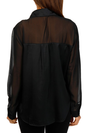Thumbnail 2: Express Womens Long Sleeve Sheer Button Down Top 