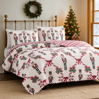 Thumbnail 2: AVANTI Avanti Linens Nutcracker March Reversible Quilt Set 