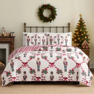 Thumbnail 1: AVANTI Avanti Linens Nutcracker March Reversible Quilt Set 