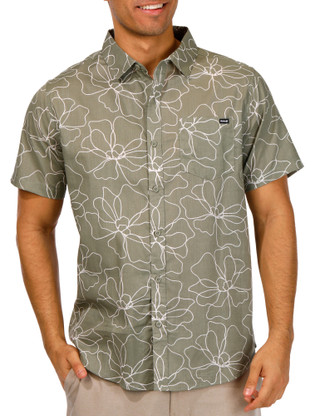 Thumbnail 2: Hurley Hurley Mens Crayota Short Sleeve Woven Button Down Shirt 