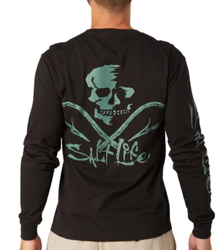 Thumbnail 2: Salt Life Salt Life Mens Skull & Hooks Long Sleeve T-Shirt 