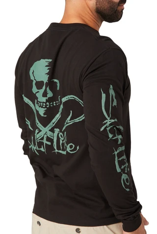 Thumbnail 3: Salt Life Salt Life Mens Skull & Hooks Long Sleeve T-Shirt 