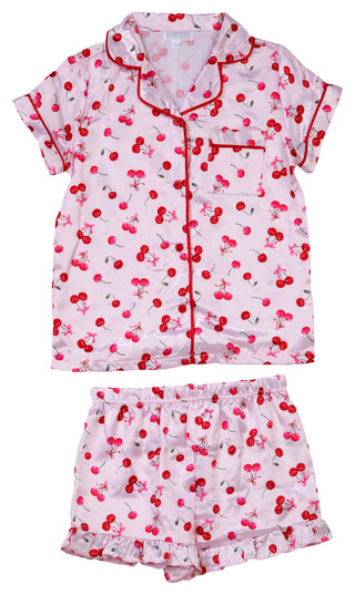 Thumbnail 1: Btween Btween Big Girls Cherry Pajama Shorts Set 