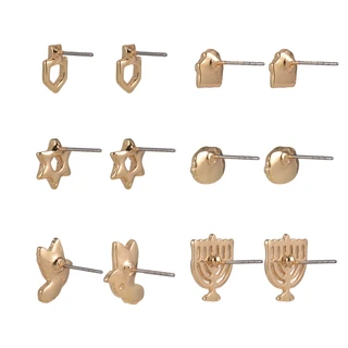 Thumbnail 2: Hallmark Hallmark 6 Pk Hanukkah Stud Earrings 