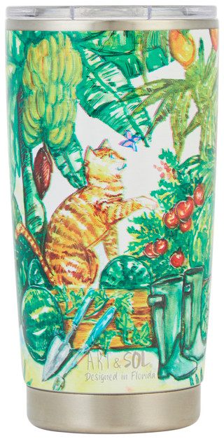 Thumbnail 1: ART & SOL Art & Sol 20 oz Stainless Steel Florida Garden Tumbler 