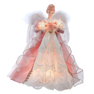 Thumbnail 1: Kurt Adler Kurt Adler UL 10-Light Pink & Ivory Angel Tree Topper 