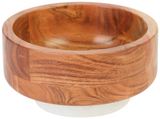 Thumbnail 1: GO HOME Go Home Acacia and White Marble Fruit Bowl 