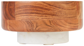 Thumbnail 2: GO HOME Go Home Acacia and White Marble Fruit Bowl 