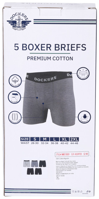 Thumbnail 3: Dockers Dockers Mens 5 pk Solid Cotton Boxer Briefs 