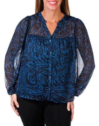 Thumbnail 1: Zac & Rachel Zac & Rachel Womens Long Sleeve Lurex Chiffon Top 