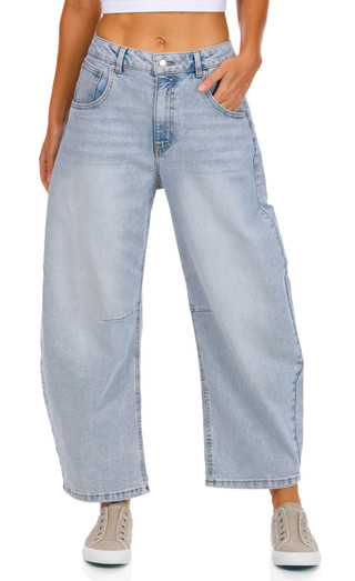 Thumbnail 2: Blue Spice Blue Spice Juniors Mid Rise Barrel Leg Jeans 