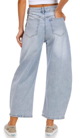 Thumbnail 3: Blue Spice Blue Spice Juniors Mid Rise Barrel Leg Jeans 
