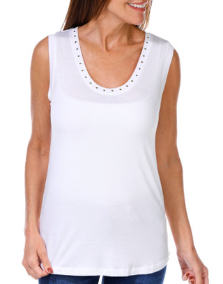 Thumbnail 1: CARMEN MARC VALVO Carmen Marc Valvo Womens Solid Stud Scoop Neck Tank Top 