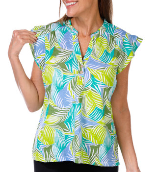 Thumbnail 4: Stella Parker Stella Parker Womens Active Short Flutter Sleeve Henley Top 