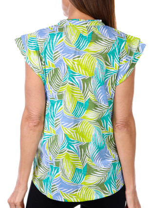Thumbnail 3: Stella Parker Stella Parker Womens Active Short Flutter Sleeve Henley Top 
