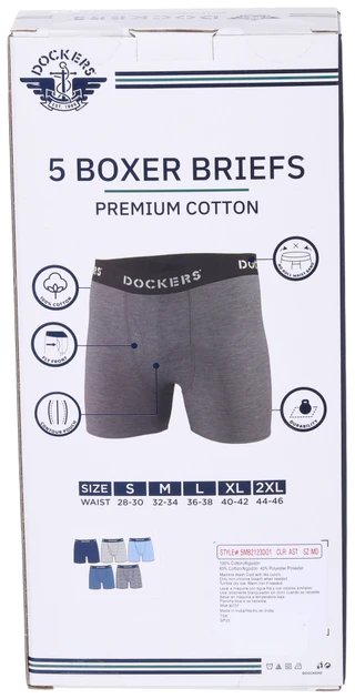Thumbnail 3: Dockers Dockers Mens 5 Pk Solid Cotton Boxer Briefs 