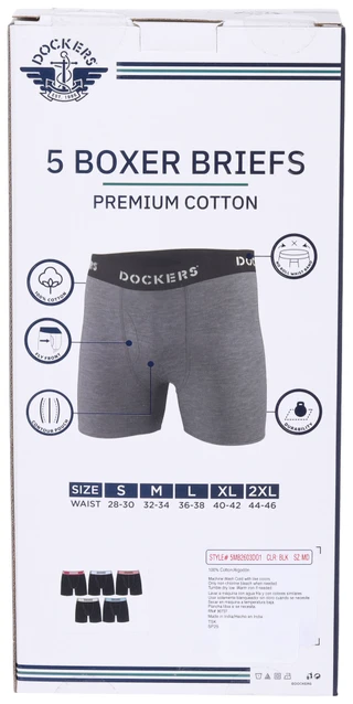 Thumbnail 3: Dockers Dockers Mens 5 Pk Solid Cotton Boxer Briefs 