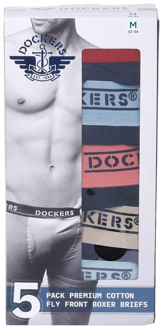 Thumbnail 1: Dockers Dockers Mens 5 Pk Solid Cotton Boxer Briefs 