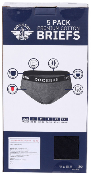 Thumbnail 4: Dockers Dockers Mens 5 pk Solid Cotton Briefs 
