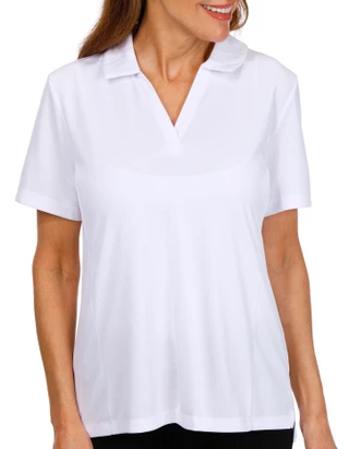 Thumbnail 1: Coral Bay Golf Coral Bay Golf Womens Short Sleeve Pique V Neck Polo Top 