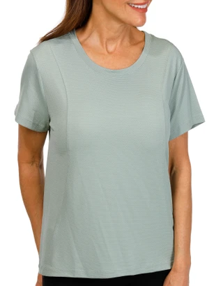 Thumbnail 1: RBX RBX Women's Active Short Sleeve Jacquard Mesh Top 