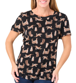 Thumbnail 2: Blue Sol Blue Sol Womens Short Sleeve Scoop Neck Luxey Print Top 