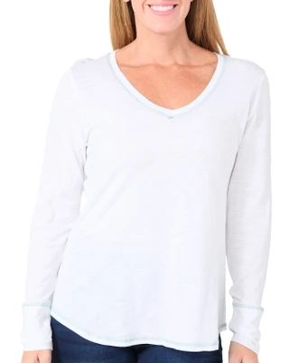 Thumbnail 2: Blue Sol Blue Sol Womens Solid Luxey Long Sleeve V-Neck Top 