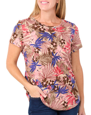Thumbnail 4: Blue Sol Blue Sol Womens Short Sleeve Scoop Neck Luxey Print Top 