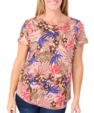 Thumbnail 2: Blue Sol Blue Sol Womens Short Sleeve Scoop Neck Luxey Print Top 