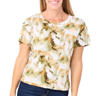 Thumbnail 2: Blue Sol Blue Sol Womens Short Sleeve Cosmo Texture Print Crop Top 