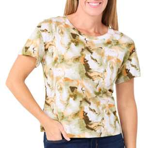 Thumbnail 4: Blue Sol Blue Sol Womens Short Sleeve Cosmo Texture Print Crop Top 
