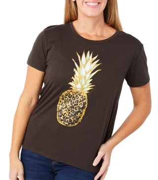 Thumbnail 3: Chaser Chaser Womens Short Sleeve Pineapple Print Tee 