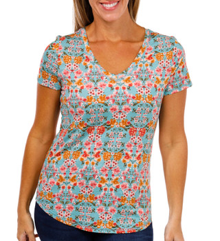 Thumbnail 2: Blue Sol Blue Sol Womens Short Sleeve V-Neck Floral Print Top 