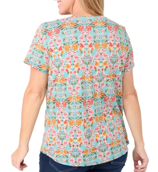 Thumbnail 3: Blue Sol Blue Sol Womens Short Sleeve V-Neck Floral Print Top 