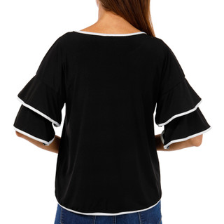 Thumbnail 2: Ny Collection NY Collection Womens Solid Ruffle Short Sleeve Top 