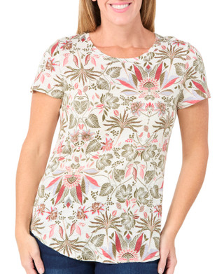 Thumbnail 2: Blue Sol Blue Sol Womens Short Sleeve Scoop Neck Luxey Print Top 